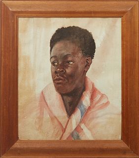 R. Vogt (South African), "Portrait of an African Man, Cape Town," c. 1974, watercolor on paper, signed and dated faintly lower left, presented in a wo