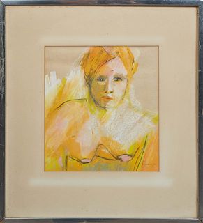 Douglas Bailey (American), "Portrait of a Nude," 1971, pastel on paper, signed and dated lower right, presented in a chrome frame, H.- 12 in., W.- 11 