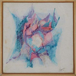 Stelio Scamanga (Syrian/French, 1934-2021), "Colorful Abstract," 20th c., artist marker on paper board, signed in pen lower right, presented in a pain