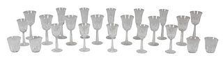 Twenty-Three Pieces of Waterford Crystal, in the "Ballyshannon" pattern, consisting of 5 champagne flutes, 6 white wines, 4 rocks glasses, and 8 red w