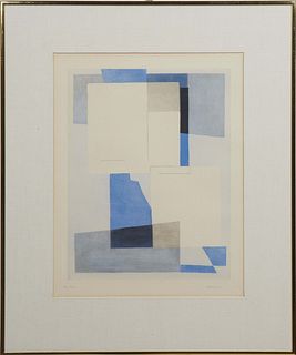 Dorance Velay (French, 1927-), "Untitled (Abstract)," 20th c., aquatint on paper, edition 17/40, signed lower right and numbered lower left in pencil,