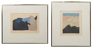 Bertrand Dorny (French, 1931- ), Two "Untitled" Abstracts, 20th c., pair of embossed lithographs, editioned 16/50 and 17/25, both signed and editioned