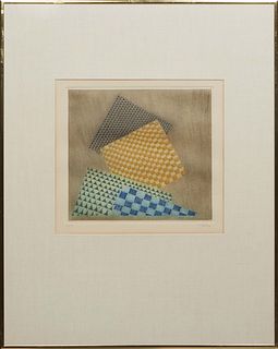 Arthur Luis Piza (Brazilian, 1928-2017), "Untitled," 20th c., colored engraving, edition 27/99, signed lower right, numbered lower left, presented in 