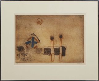 Tristan Bastit (French, 1941-), "Epiphany," 20th c., chromolith on paper, editioned 45/90, presented in a chrome frame, H.- 14 3/4 in., W.- 20 1/2 in.