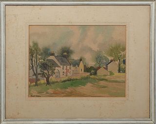 Philip Wilson (Scottish, 1856-1928), "Howgate Inn, UK," watercolor on paper, signed lower left, signed and titled en verso, presented in a mat and whi