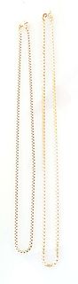 Two 18K Yellow Gold Flat Link Necklaces, Wt.- .9 Troy Oz.