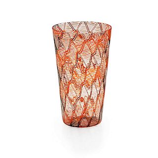 JAMES CARPENTER; VENINI Tall zanfirico glass vase