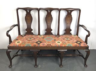 A Queen Anne Style Mahogany 3 Seater Settee
