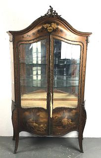 Louis XV Style Vernis Martin Vitrine Cabinet