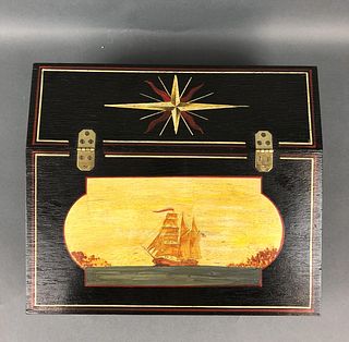 Nautical Paint Decorated Writing Box