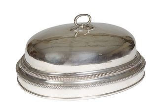 English Silverplate on Copper Meat Dome, 19th c., probably Sheffield, H.- 11 1/2 in., W.- 21 1/4 in., D.- 17 1/2 in. Provenance: from the Estate of Dr