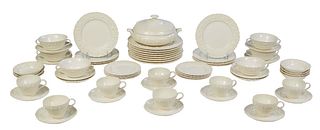 Sixty-Two Piece Set of Wedgwood "Etruria" Queensware White Dinner Service, 20th c., consisting of 8 coffee cups, 8 saucers, 7 berry bowls 6 cream soup