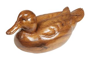 Reagan Danos (Larose, LA), "Mallard Drake Decoy," 1994, carved sunken cypress, signed and dated on the underside and placed "Easton, MD," with a pen i