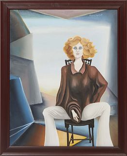 Alvaro Guillot (French/New Mexico, 1931-2010), "La Frivole," 1975, oil on canvas, signed upper right, signed, titled and dated en verso, presented in 