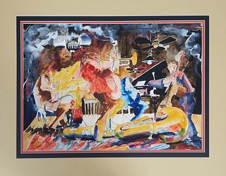 Leo Meiersdorff (Germany/New Orleans, 1934-1994), "Al Hirt Jazz Scene," 1978, watercolor and ink on paper, signed and dated lower left, presented in a