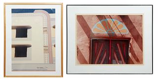 Bob Edelson (Miami), Pair of Photographs, "Untitled (Abandoned Hotel, Ocean Drive, Miami Beach)," 1989, and "Untitled (304, Santa Fe Doorway)," c. 199