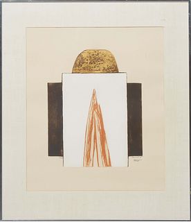 Dzevard Hozo (Serbian, 1938-), "Broad II," 20th c., woodblock print, editioned 33/50, signed and titled in pencil lower right, numbered in pencil lowe