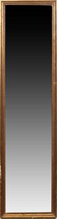 French Gilt and Gesso Beech Overmantel Mirror, 20th c., the stepped frame with a beaded liner around a rectangular plate, H.- 55 in., W.- 14 3/4 in.