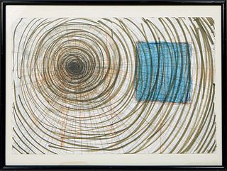 David Rex Joyner (Louisiana), "Adrift," 2002, mixed media on paper, initialed and dated lower right, signed, titled and dated en verso, presented in a