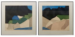 Bertrand Dorny (French, 1931- ), "A" and "B," pair of embossed lithographs, each editioned 15/25, each signed in pencil bottom right margin, each pres