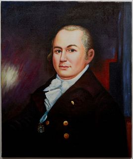 American School, "Portrait of Captain Eros Reeves (1753-1807)," 21st c., oil on canvas, after the original in the Minneapolis Institute of Art, unsign
