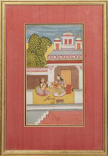 Indian School, Illustration from the Ragamala Series, watercolor/gouache on paper, unsigned, with a "David Bendann's Fine Art Rooms, 105 East Baltimor