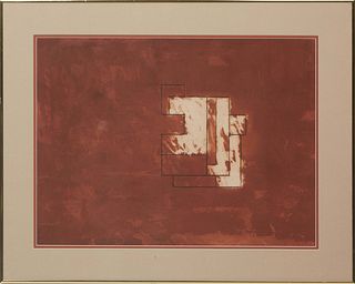 Robyn Denny (British, 1930-2014), "15, (Red Brick Abstract)," 1978, print, editioned 28/35, signed and dated '78 lower right, titled mid bottom, prese