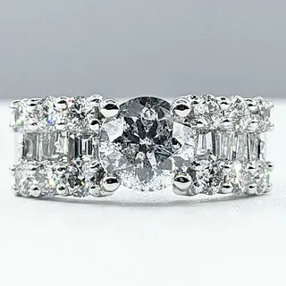 Stunning Mixed-Cut Diamond Engagement Ring - Platinum