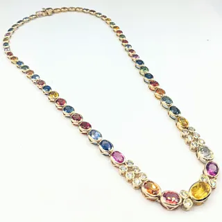Sensational Multicolor Sapphire & Diamond Necklace