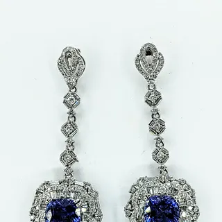 Glamorous Tanzanite & Diamond Dangle Earrings