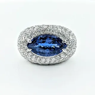 Sparkling Tanzanite & Diamond Pave Dress Ring