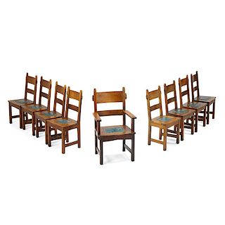GUSTAV STICKLEY Rare set of nine rabbit-ear chairs