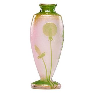 DAUM Cameo glass vase with dandelions