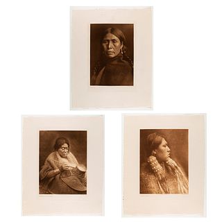 Edward S. Curtis, Group of Three Restrike Photogravures: Female Portraits