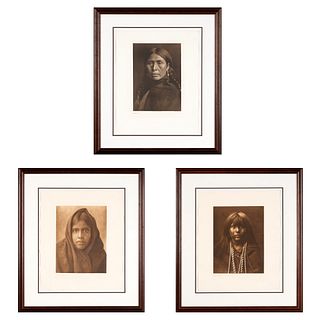 Edward S. Curtis, Group of Three Restrike Photogravures: Female Portraits