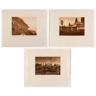 Edward S. Curtis, Group of Three Restrike Photogravures: Landscapes