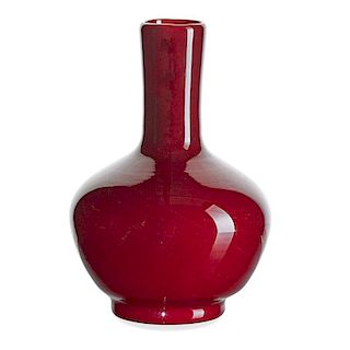 TIFFANY STUDIOS Red Favrile glass vase