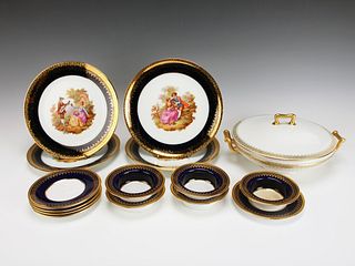 COBALT & GOLD DECORATED DISHES 