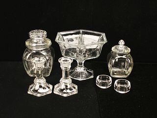 LOT OF CLEAR GLASS ENTERTAINING PIECES