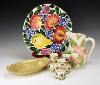 COLORFUL HAND PAINTED FRUIT DECORATED CERAMIC LOT