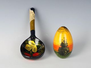RUSSIAN LACQUER SPOON AND EGG
