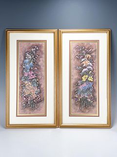 PAIR SIGNED NUMBERED FLOWER PRINTS