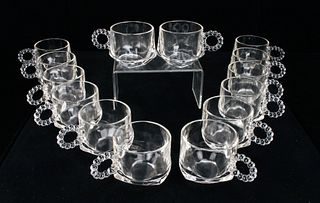 VINTAGE HAZEL ATLAS BEADED HANDLE GLASS PUNCH CUPS