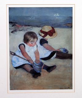MARY CASSATT PRINT OF CHILDREN AT THE BEACH