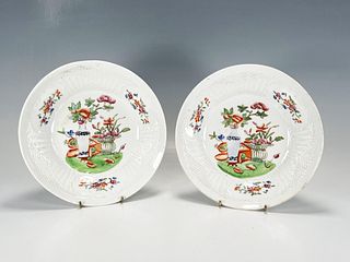 TWO PLATES WITH SCHOLAR'S ITEMS