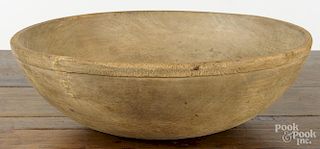Large turned wooden bowl, 19th c., 6'' h., 19'' dia.