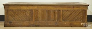 Large pine country store counter, 19th c., the back side with large divided bins and a single drawer