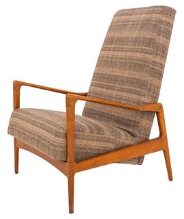 Scandinavian Reclining Ash Lounge Chair, 1960s