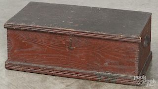 Boys Union Tool Chest, ca. 1900, with a red painted surface, 6'' h., 16 3/4'' w.