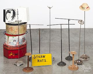 Sixteen country store counter top hat and wig stands, ca. 1900, tallest - 32''